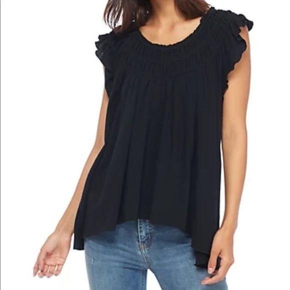 Free People Tops - Free People Black Coconut Smock Off Shoulder Top S